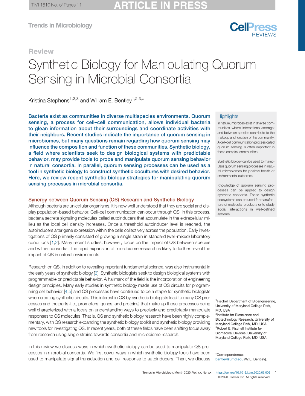 Synthetic Biology for Manipulating Quorum Sensing in Microbial Consortia