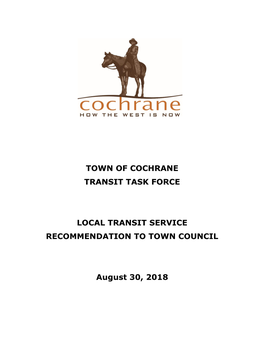 Town of Cochrane Transit Task Force Local Transit