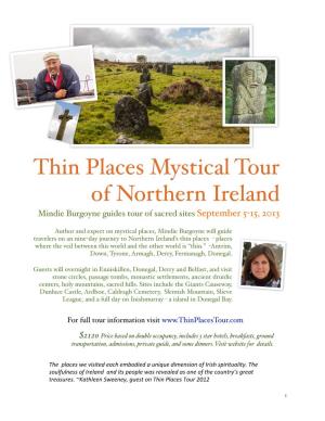 Thin Places Mystical Tour of Northern Ireland Mindie Burgoyne Guides Tour of Sacred Sites September 5-15, 2013