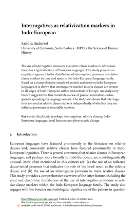 Interrogatives As Relativization Markers in Indo-European