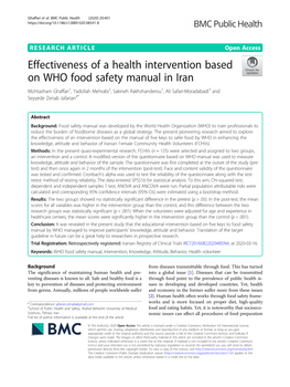 Effectiveness of a Health Intervention Based on WHO Food Safety Manual
