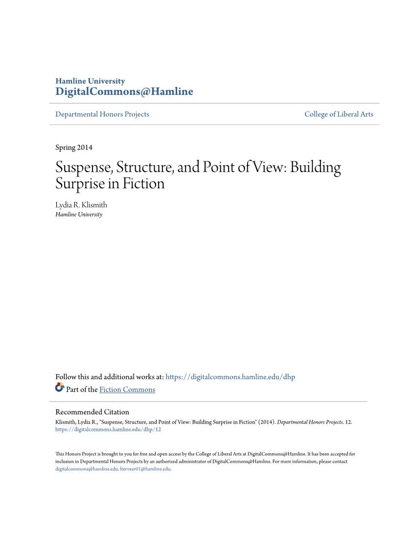 Suspense, Structure, and Point of View: Building Surprise in Fiction Lydia R