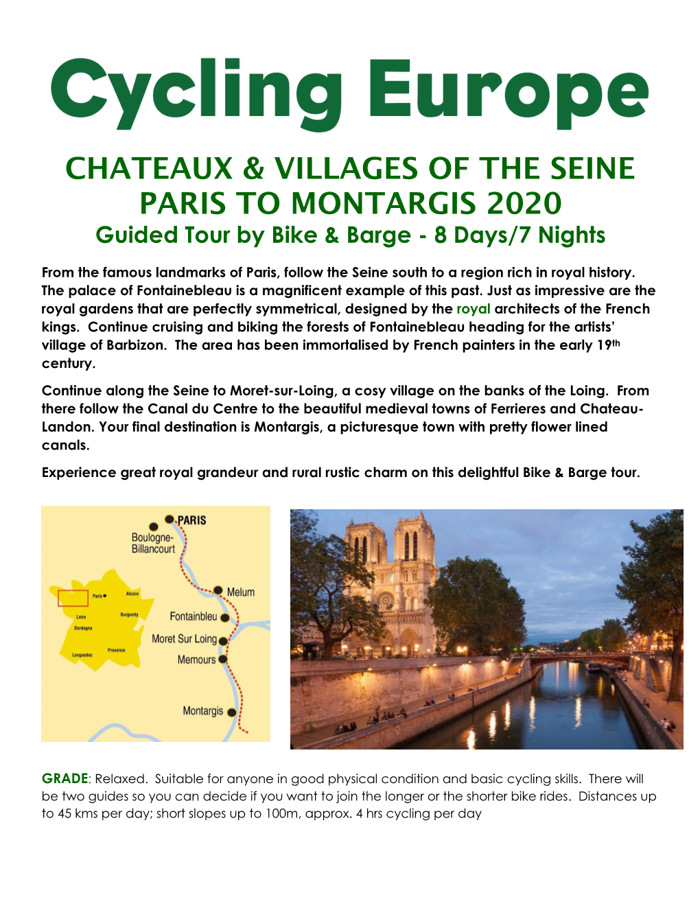 Chateaux & Villages of the Seine Paris to Montargis 2020