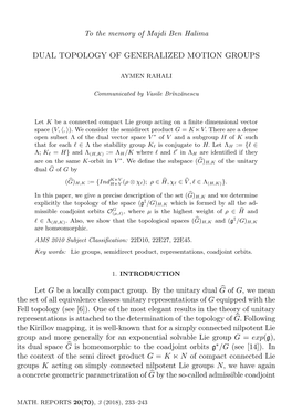 Dual Topology of Generalized Motion Groups