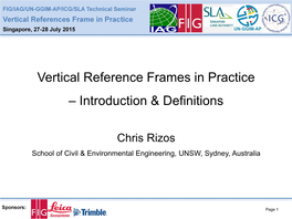 Vertical Reference Frames in Practice – Introduction & Definitions