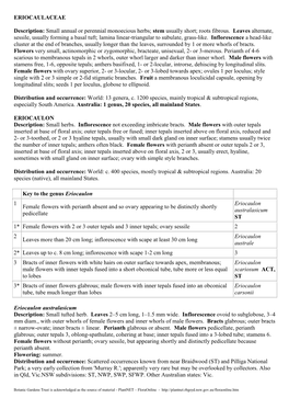 Eriocaulaceae Key & Species