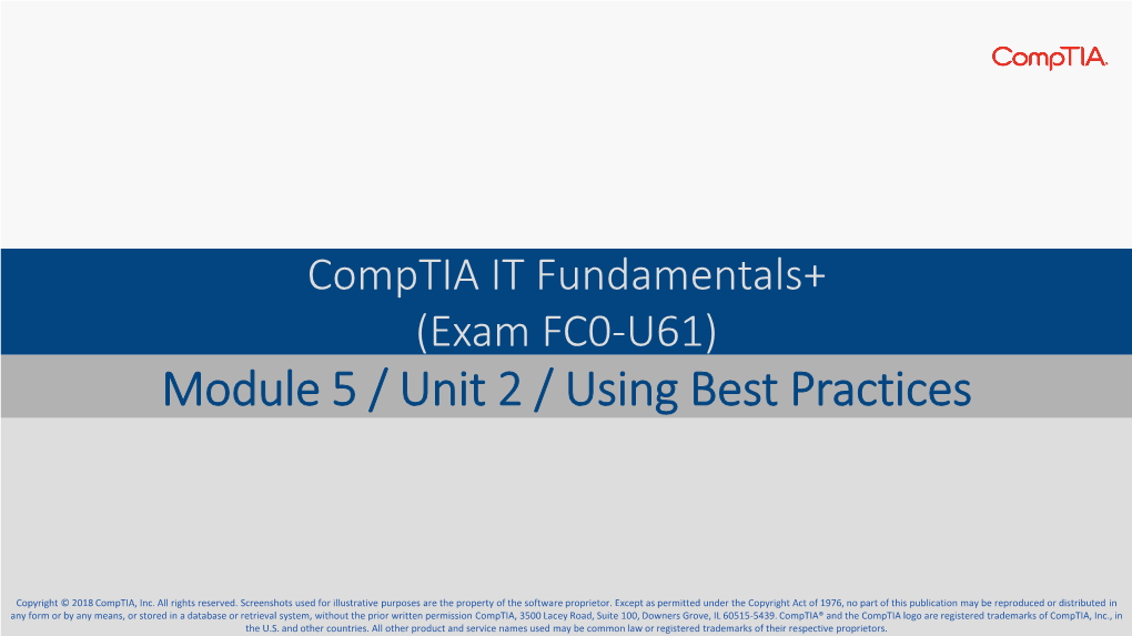 Module 5 / Unit 2 / Using Best Practices