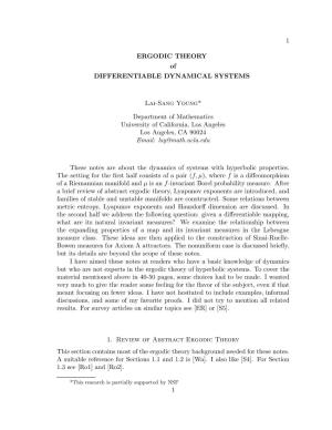 ERGODIC THEORY of DIFFERENTIABLE DYNAMICAL SYSTEMS