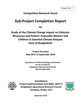 Sub-Project Completio Project Completion Report Pletion Report