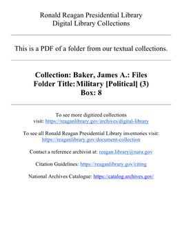 Baker, James A.: Files Folder Title: Military [Political] (3) Box: 8