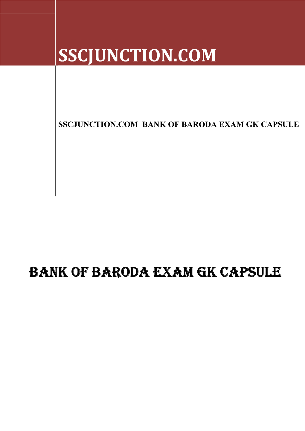 Bank of Baroda Exam Gk Capsule