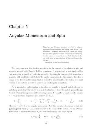 Chapter 5 Angular Momentum and Spin