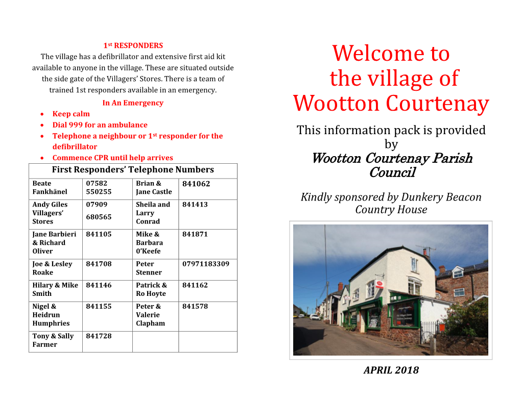 Welcome to the Village of Wootton Courtenay