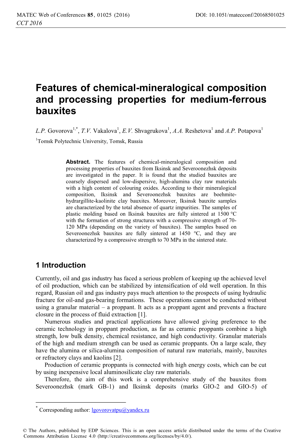 Features of Chemical-Mineralogical Composition and Processing Properties for Medium-Ferrous Bauxites