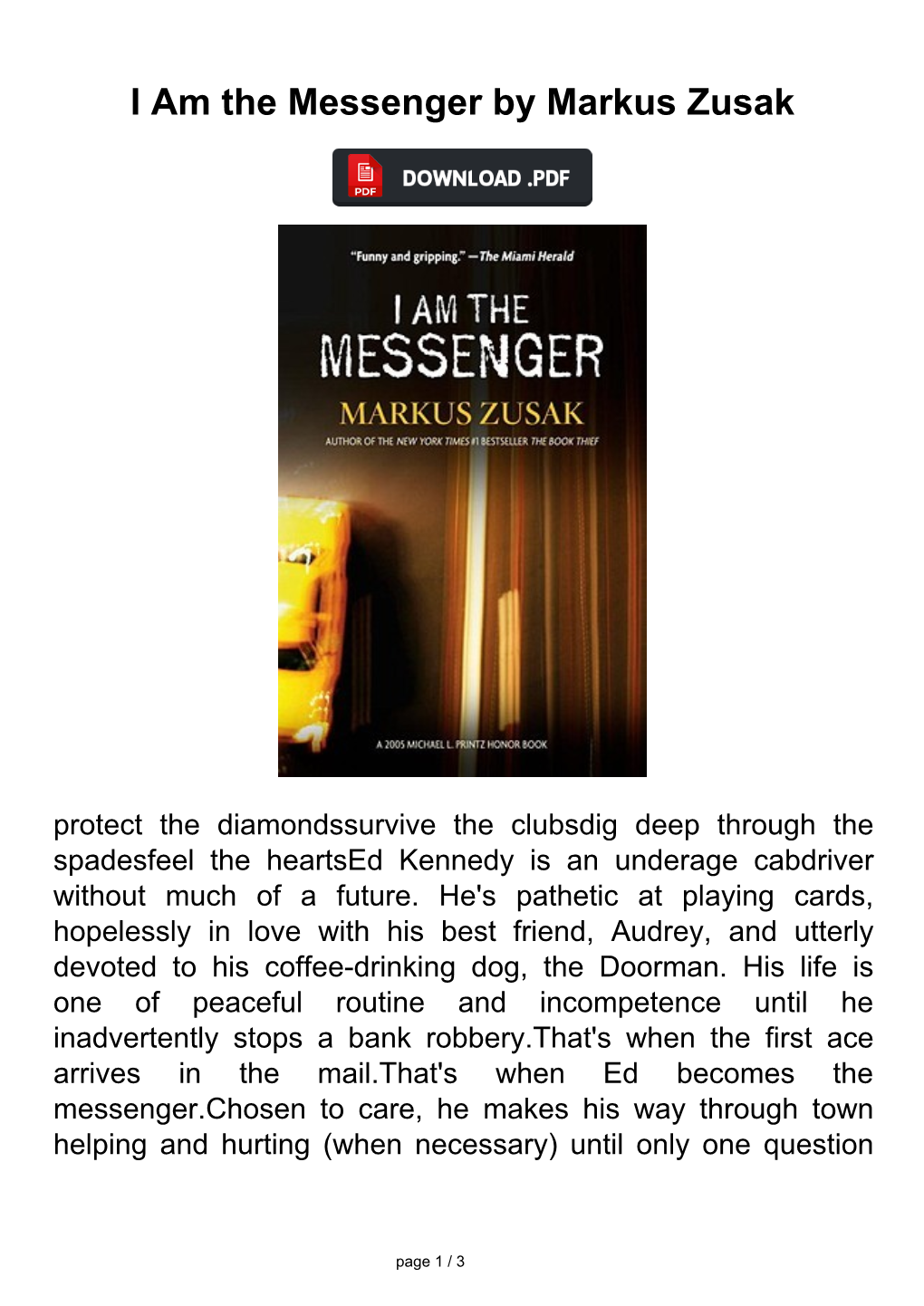 I Am the Messenger by Markus Zusak