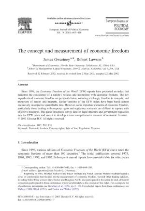 The Concept and Measurement of Economic Freedom