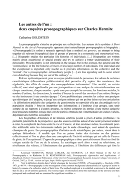 Deux Enquêtes Prosopographiques Sur Charles Hermite