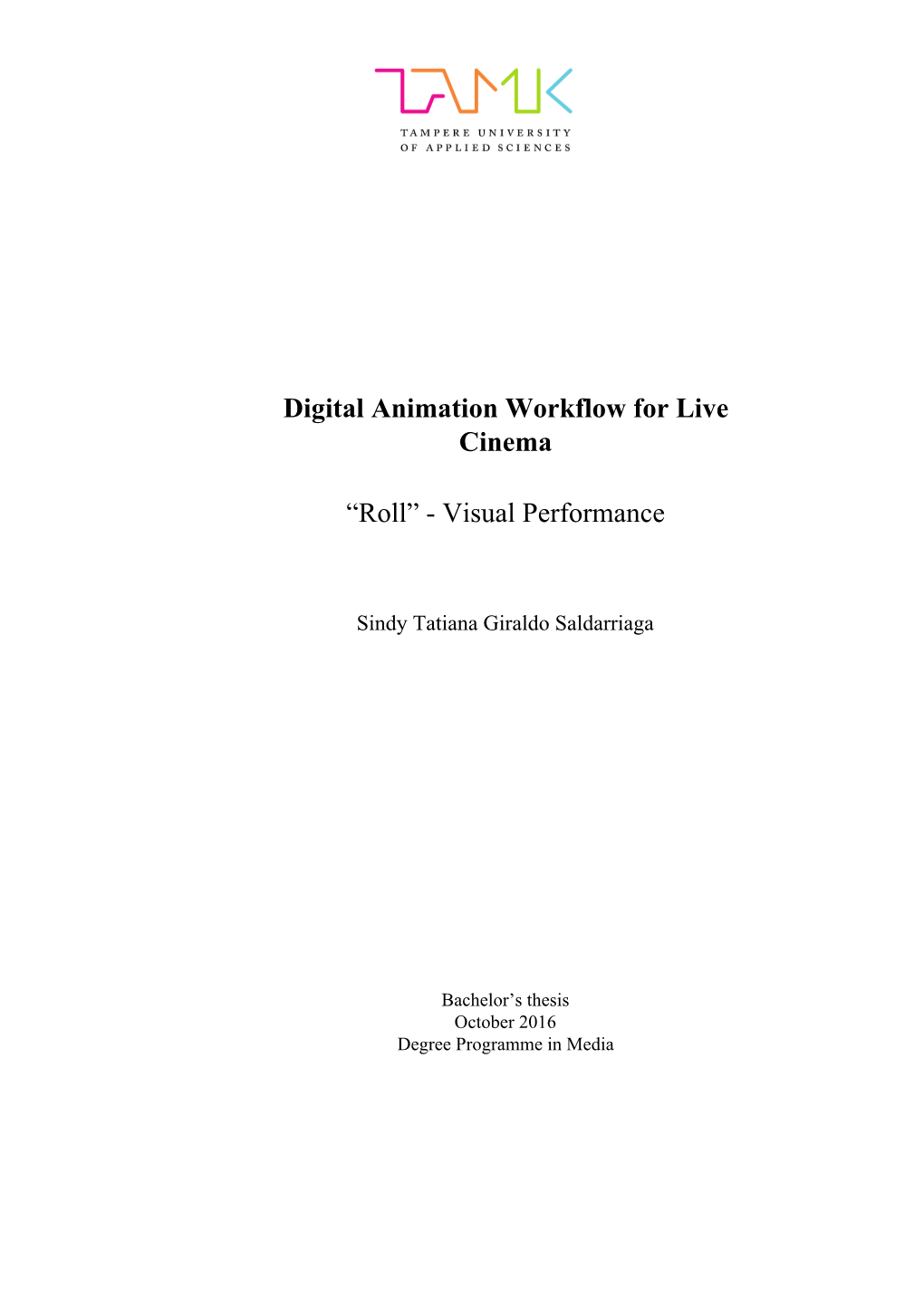 Digital Animation Workflow for Live Cinema