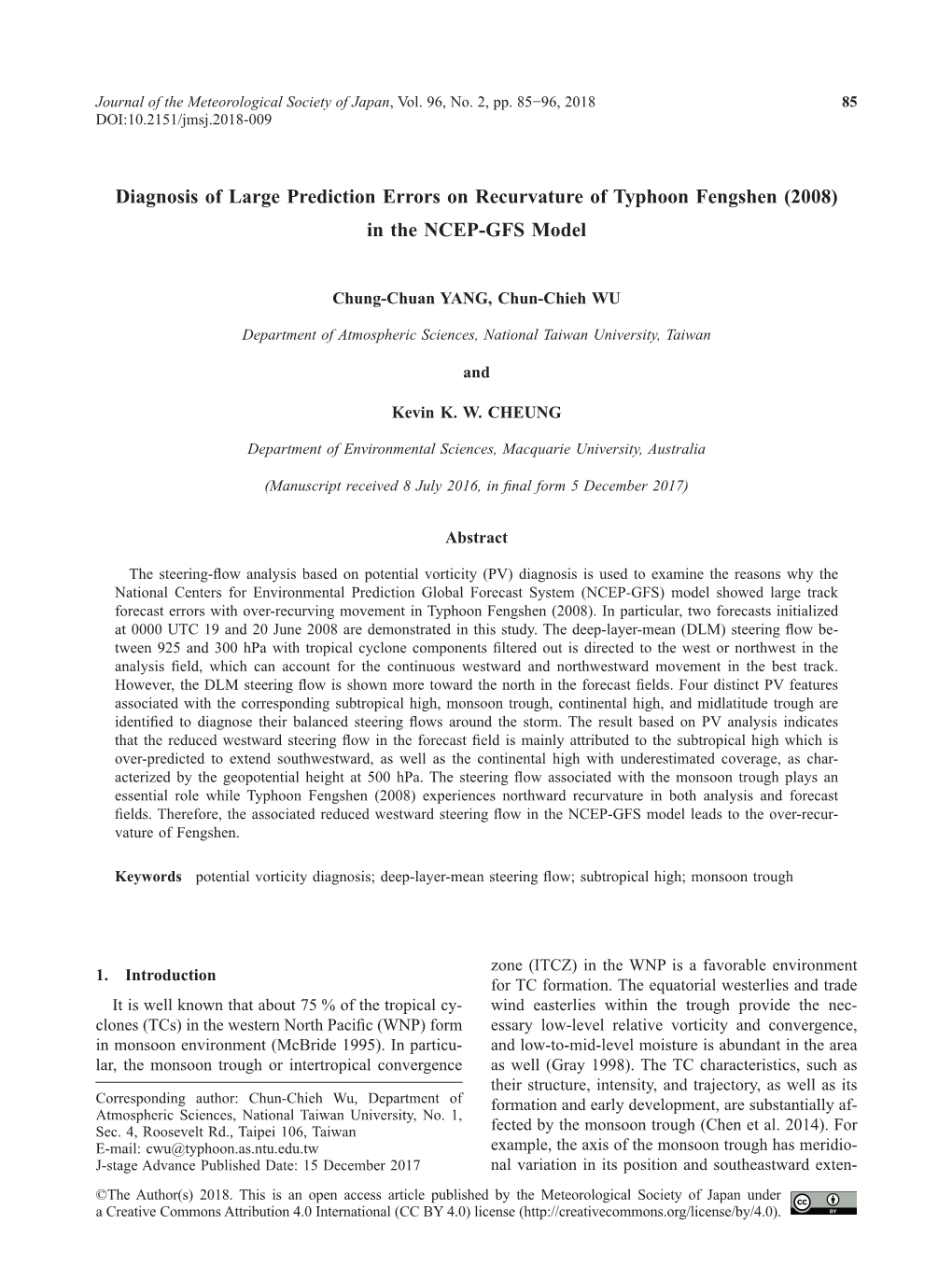 Diagnosis of Large Prediction Errors on Recurvature of Typhoon Fengshen (2008) in the NCEP-GFS Model