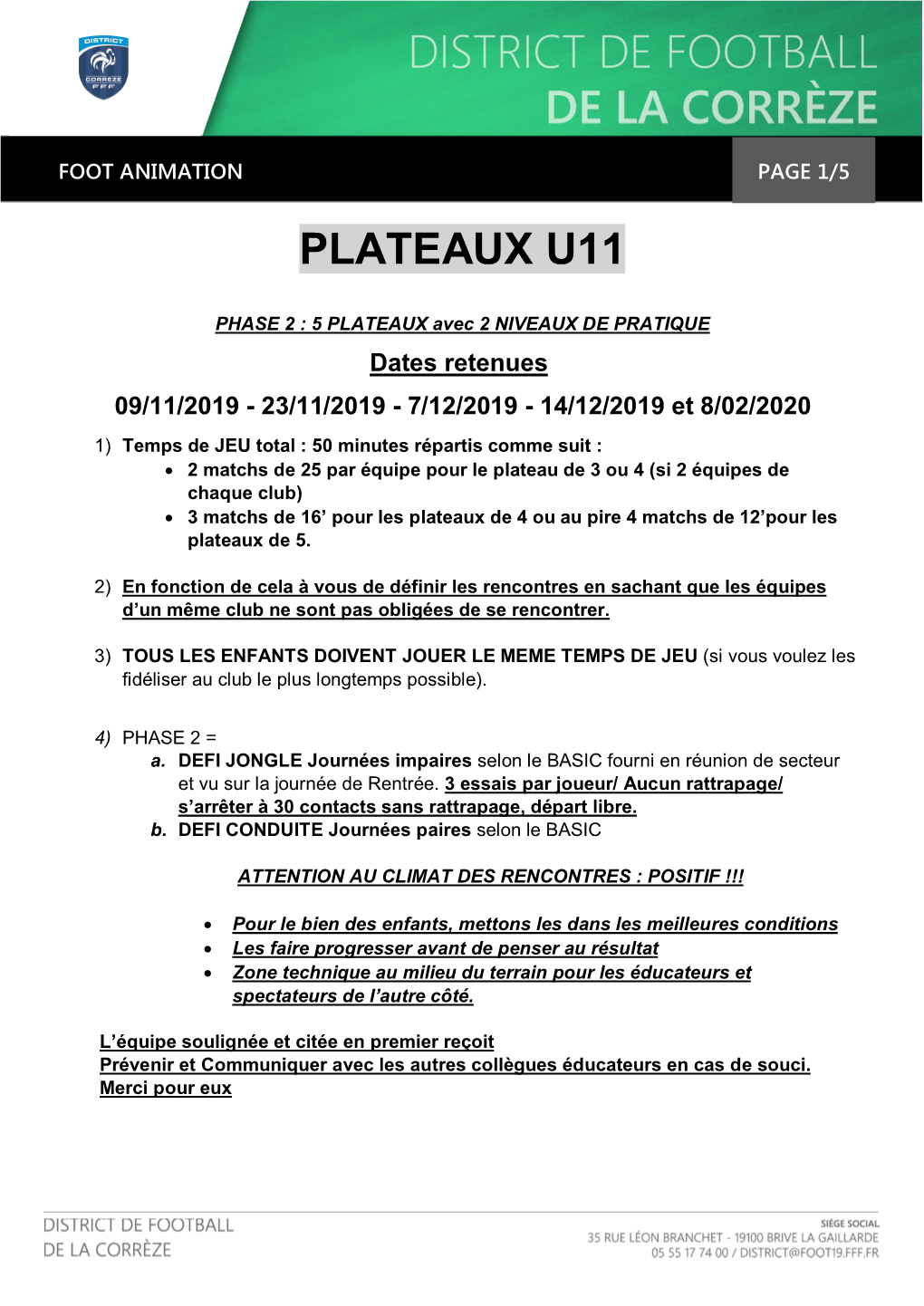 Plateaux U11