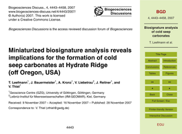 Biosignature Analysis of Cold Seep Carbonates