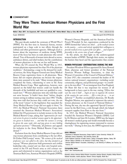 American Women Physicians and the First World War