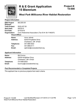 West Fork Millicoma River Habitat Restoration