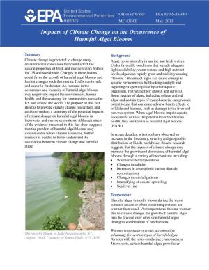 Impacts of Climate Change on the Occurrence of Harmful Algal Blooms