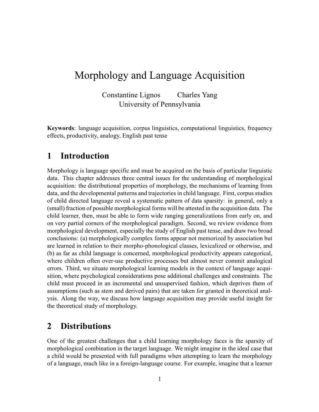 Morphology and Language Acquisition