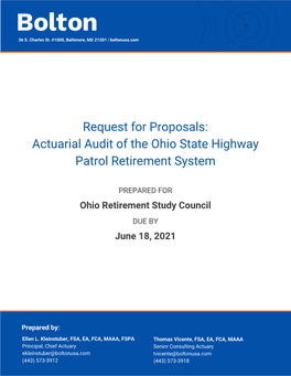 RFP for the Actuarial Audit of the Ohio State Highway Patrol