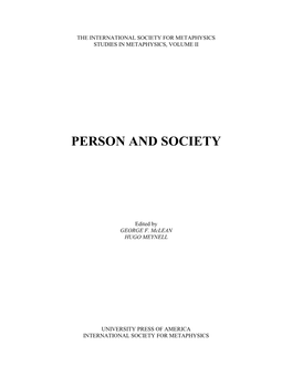Person and Society