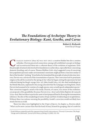 The Foundations of Archetype Theory in Evolutionary Biology: Kant, Goethe, and Carus Robert J