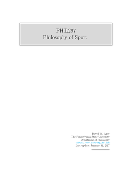 PHIL297 Philosophy of Sport