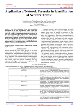 Application of Network Forensics in Identification of Network Traffic