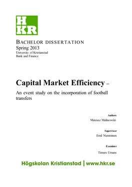 Capital Market Efficiency –