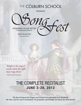 The Complete Recitalist June 3-28, 2012