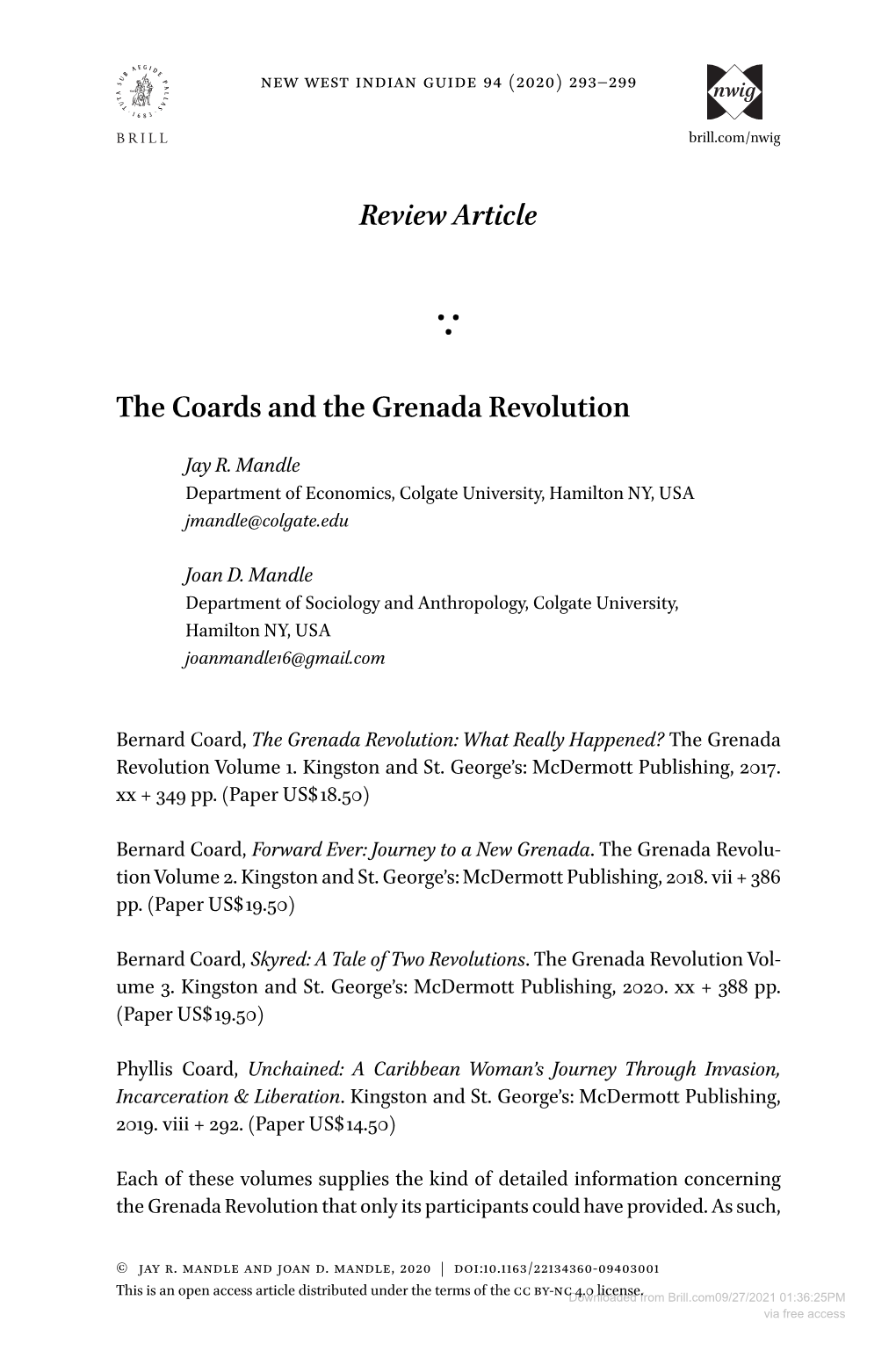 Reviewarticle the Coards and the Grenada Revolution