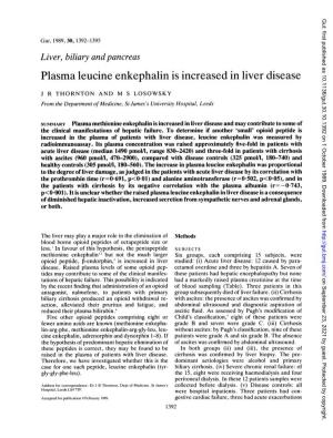 Plasma Leucine Enkephalin Is Increased in Liver Disease