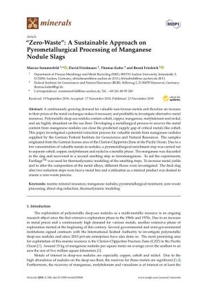 “Zero-Waste”: a Sustainable Approach on Pyrometallurgical Processing of Manganese Nodule Slags
