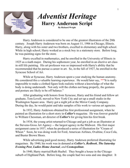 Adventist Heritage Harry Anderson Script by Richard Wright