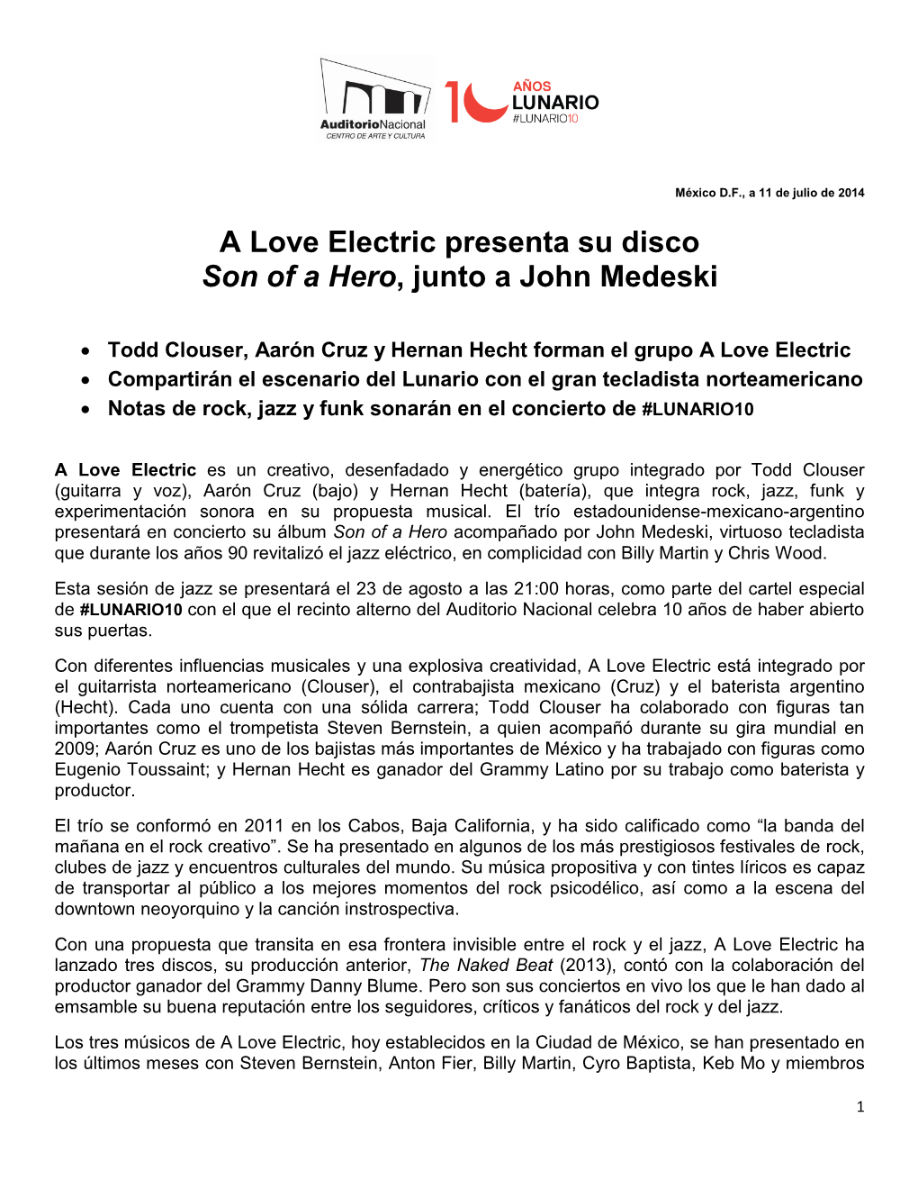 A Love Electric Presenta Su Disco Son of a Hero, Junto a John Medeski