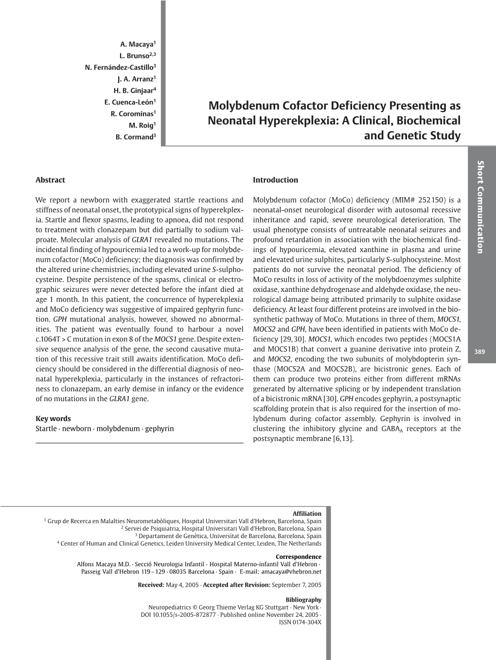 Molybdenum Cofactor Deficiency Presenting As Neonatal