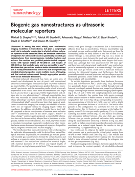 Biogenic Gas Nanostructures As Ultrasonic Molecular Reporters Mikhail G