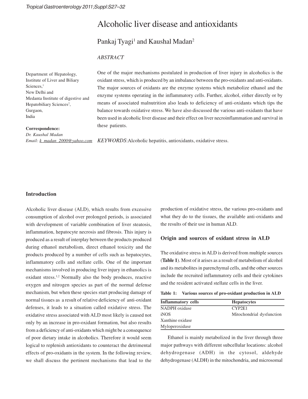 Alcoholic Liver Disease and Antioxidants