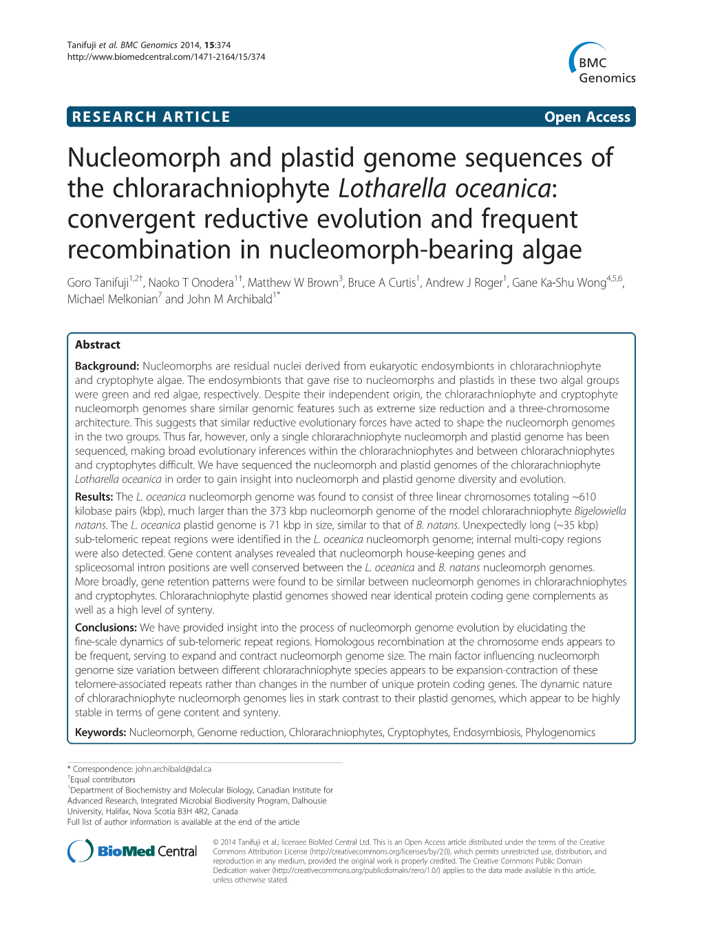 Nucleomorph and Plastid Genome Sequences of The