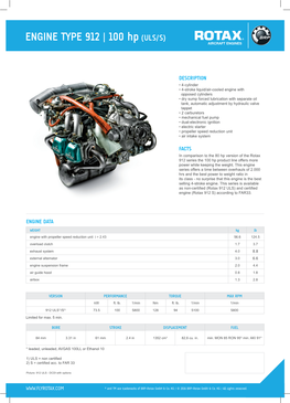 ENGINE TYPE 912 | 100 Hp (ULS/S) AIRCRAFT ENGINES