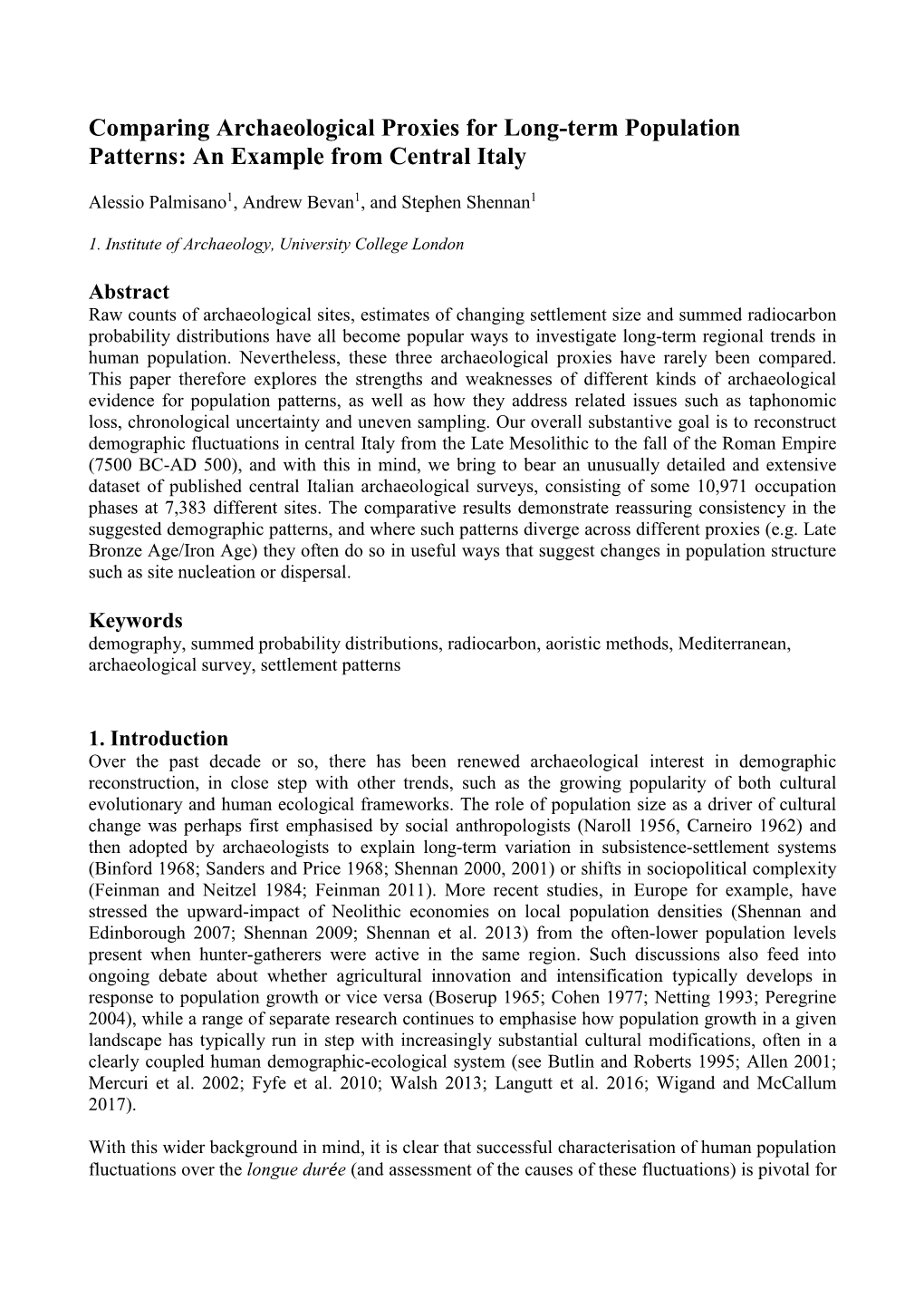 Comparing Archaeological Proxies for Long-Term Population Patterns: an Example from Central Italy