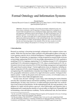Formal Ontology and Information Systems