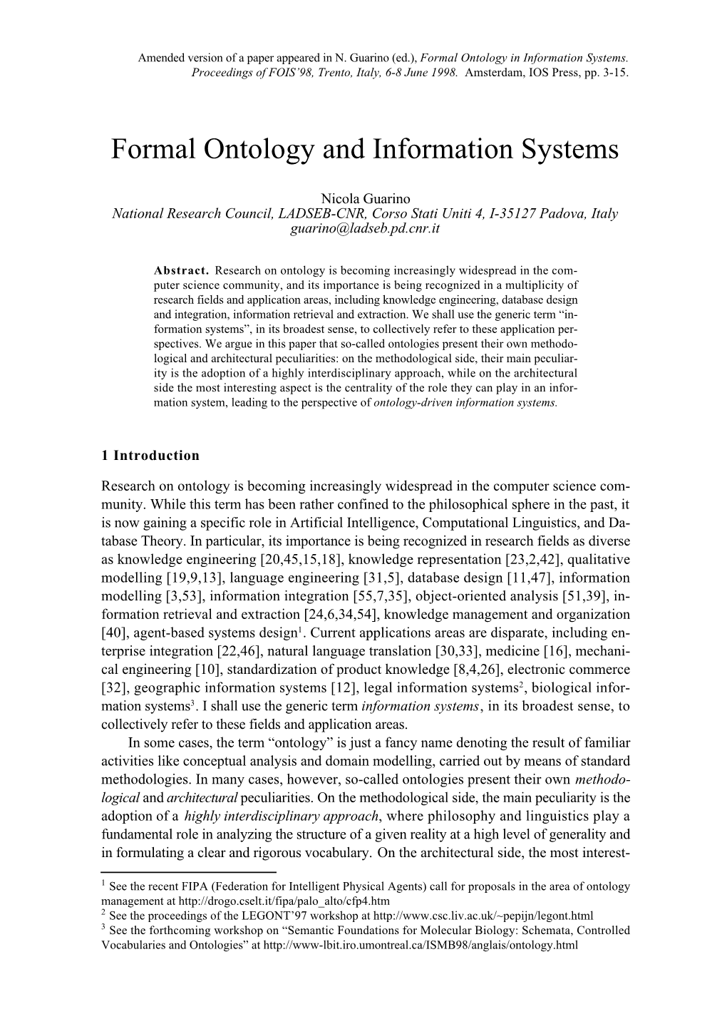 Formal Ontology and Information Systems