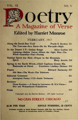 Edited by Harriet Monroe FEBRUARY, 1917 Along the South Star Trail